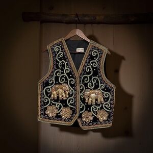 Ornate Black and Gold Embroidered Vest